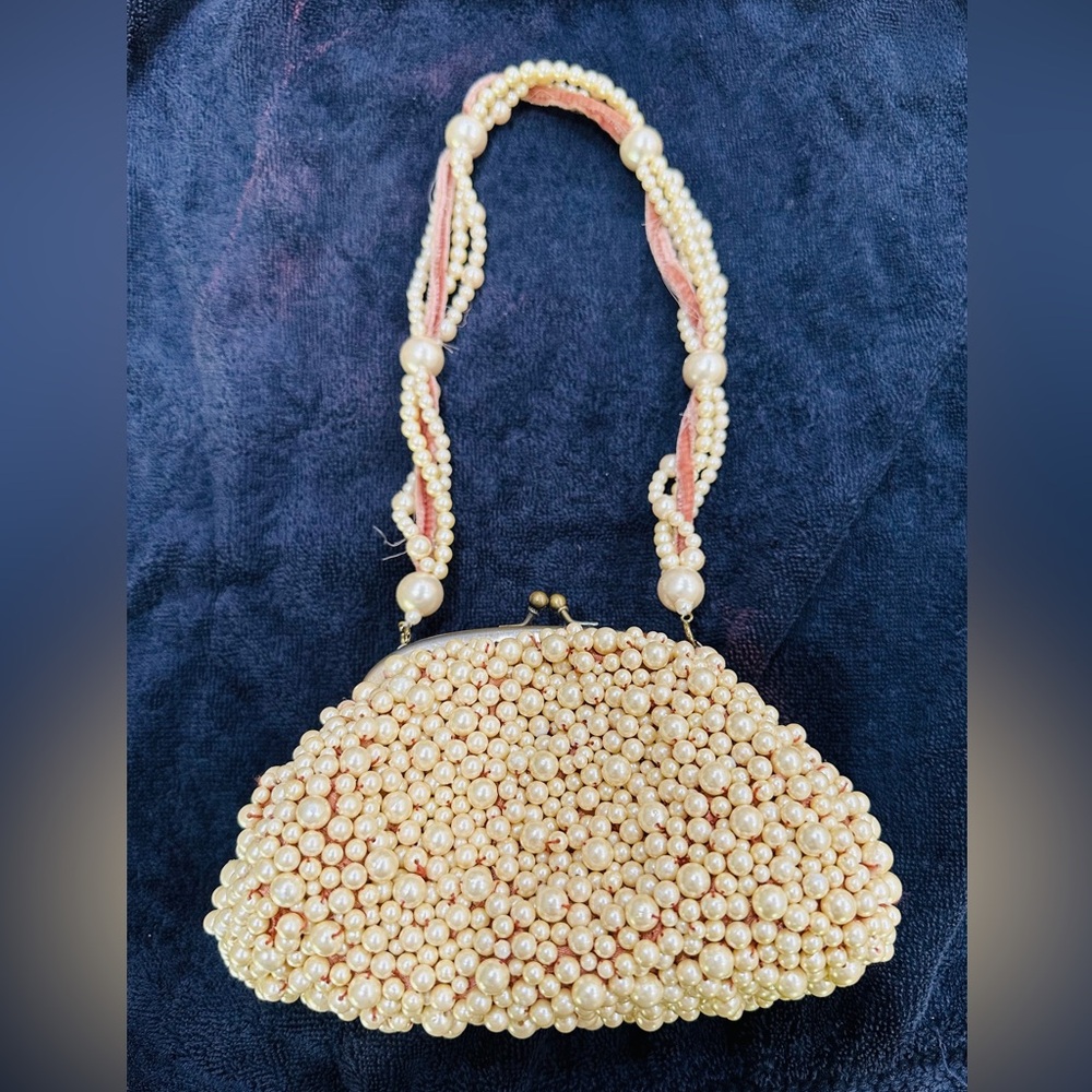 Vintage Wayne M Kleski Pearl Beaded Evening Bag Katherine's Collection -Fragile